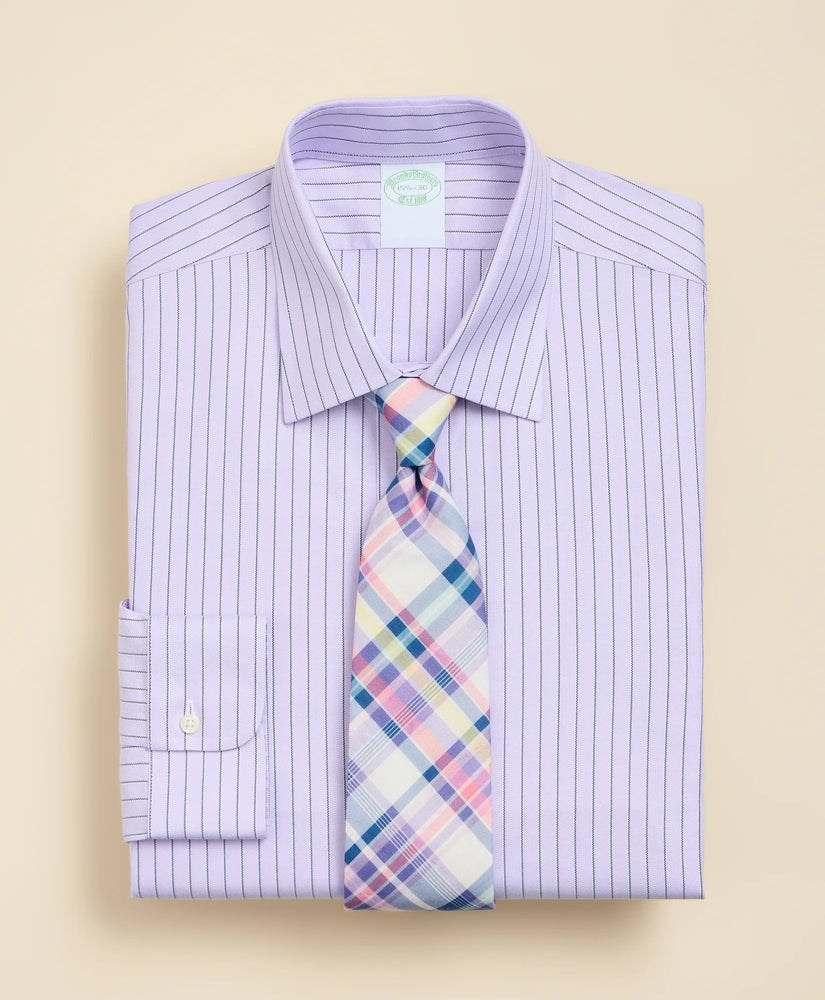 Brooks Brothers Explorer Collection Non-Iron Twill Ainsley Collar, Pinstripe Dress Shirt | Brooks Brothers