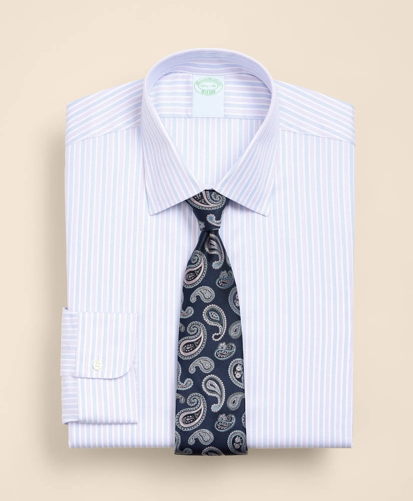 Brooks Brothers Explorer Collection Non-Iron Twill Ainsley Collar, Triple Stripe Dress Shirt | Brooks Brothers