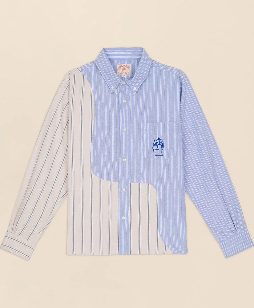 Brooks Brothers x Brain Dead Cotton Blend Embroidered Oxford Button-Down Collar, Striped Sport Shirt | Brooks Brothers