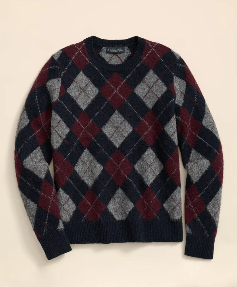 Brushed Wool Argyle Sweater | Brooks Brothers