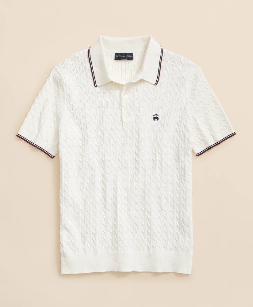 Cable Knit Archive Tennis Polo in Supima | Brooks Brothers