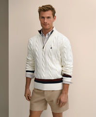 Cable Knit Tennis Quarter-Zip Sweater in Supima | Brooks Brothers