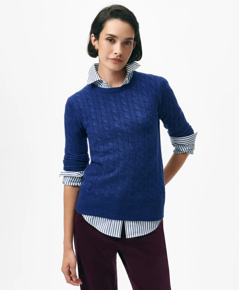 Cashmere Cable Crewneck Sweater | Brooks Brothers