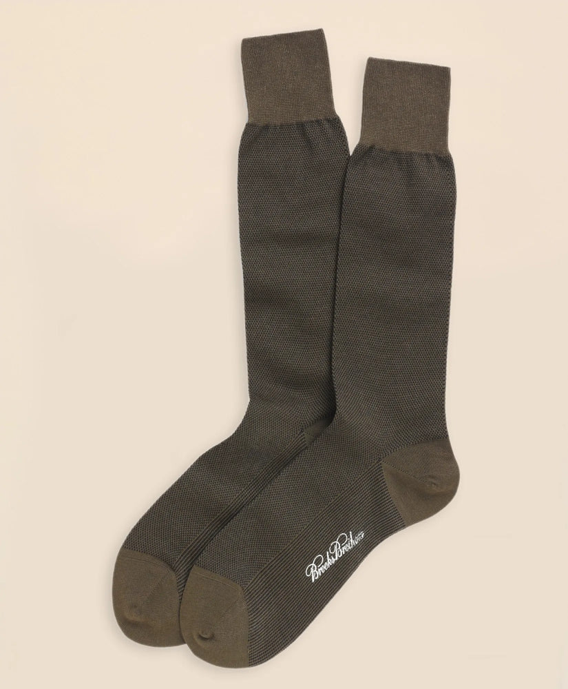 Cotton Bird's Eye Crew Socks | Brooks Brothers