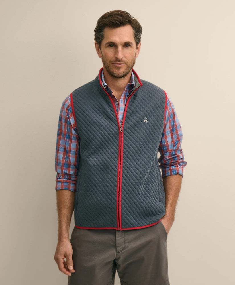 Cotton-Blend Diamond-Quilted Full-Zip Vest | Brooks Brothers
