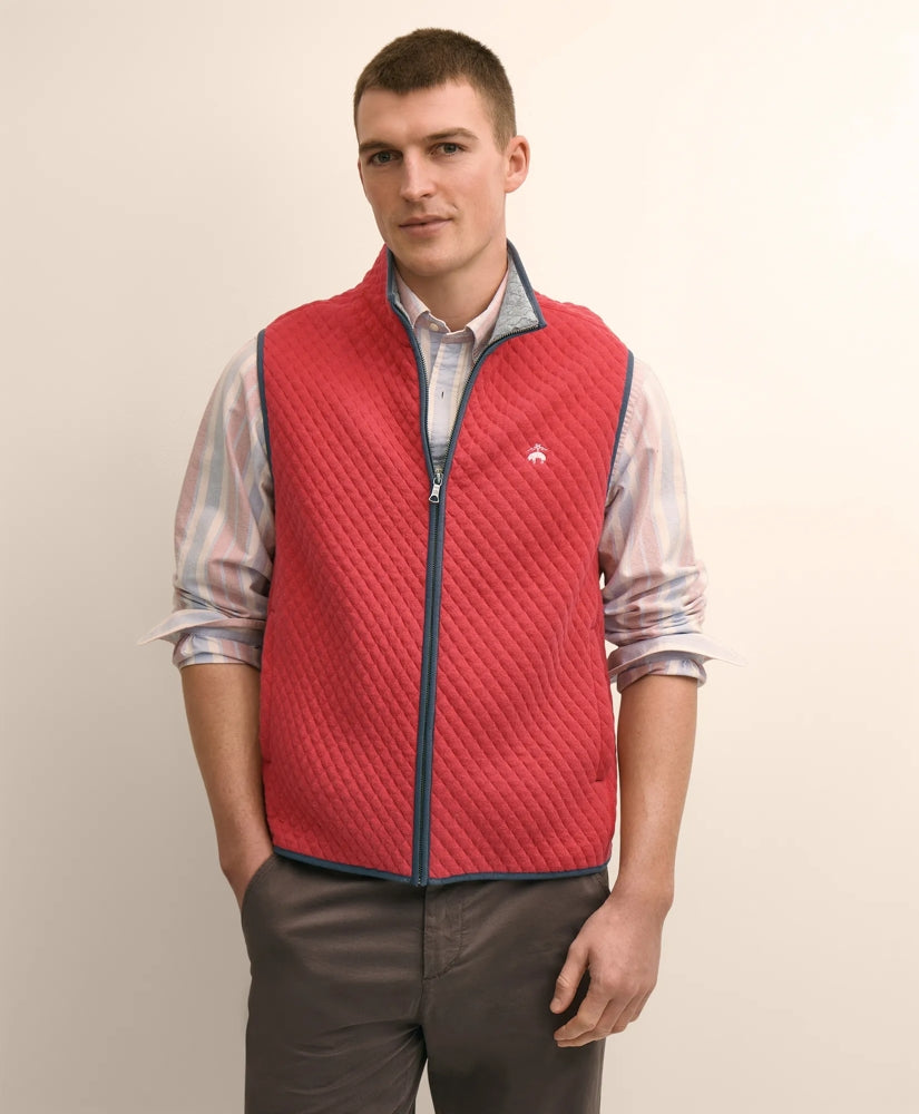 Cotton-Blend Diamond-Quilted Full-Zip Vest | Brooks Brothers