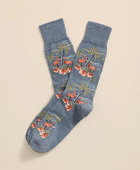 Cotton Blend Flamingo Motif Socks | Brooks Brothers