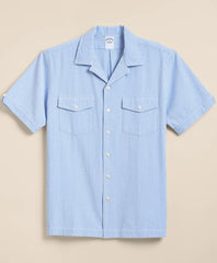 Cotton Blend Seersucker Camp Collar Shirt | Brooks Brothers