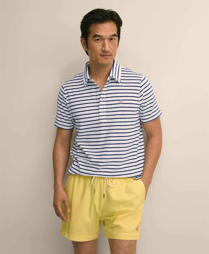 Cotton Blend Terry Cloth Stripe Polo Shirt | Brooks Brothers