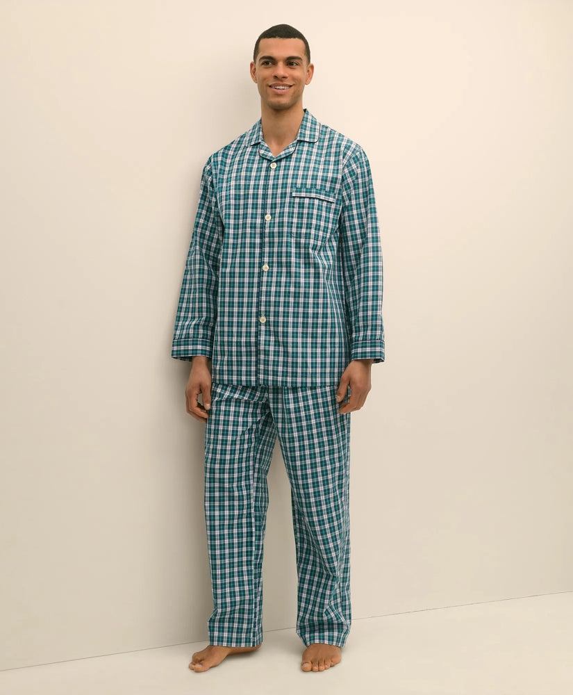 Cotton Broadcloth Plaid Pajamas | Brooks Brothers