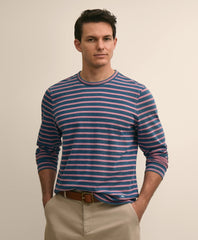 Cotton Indigo-Dyed Heavyweight Mariner Stripe Long-Sleeve T-Shirt | Brooks Brothers