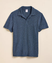 Cotton-Linen Pique Johnny Collar Shirt | Brooks Brothers