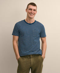 Cotton Mariner Stripe Indigo T-Shirt | Brooks Brothers