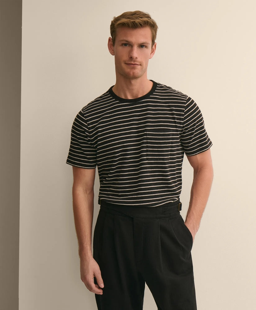 Cotton Indigo-Dyed Mariner Stripe T-Shirt | Brooks Brothers