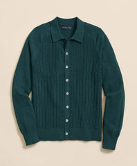 Cotton Mini-Cable Polo Cardigan | Brooks Brothers