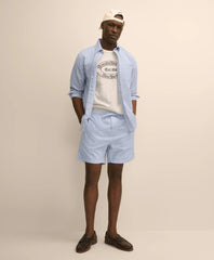 Cotton Oxford Stripe Lounge Shorts | Brooks Brothers