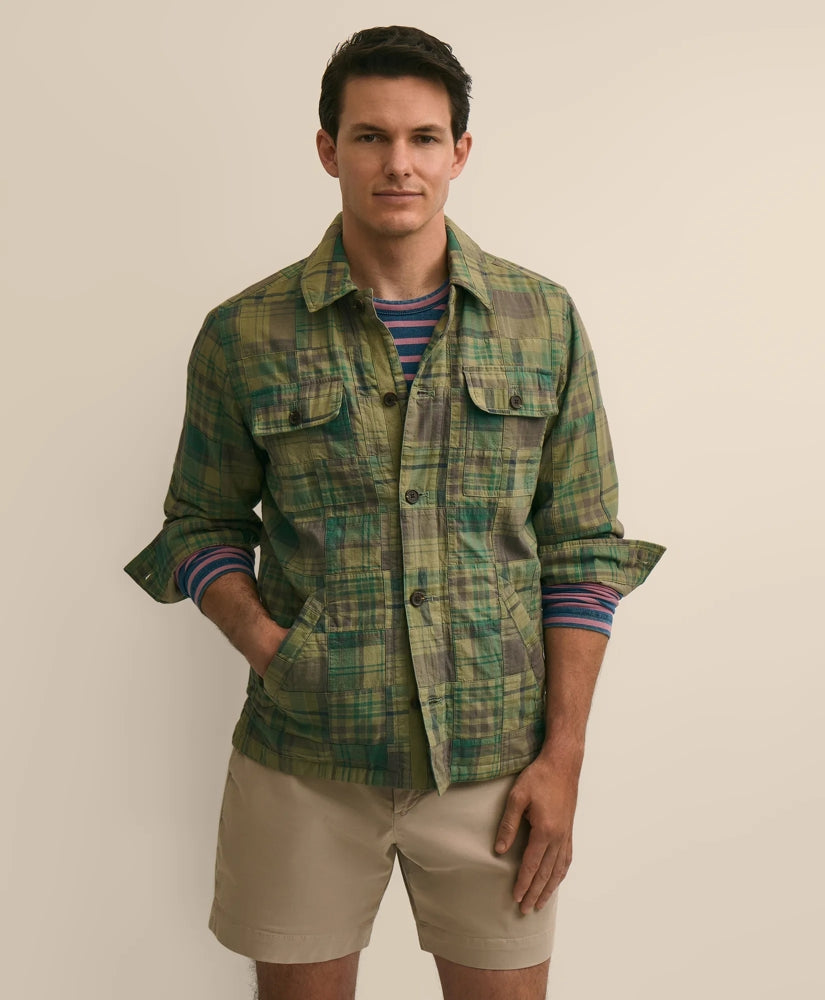 Cotton Patchwork Madras Shirt Jacket | Brooks Brothers