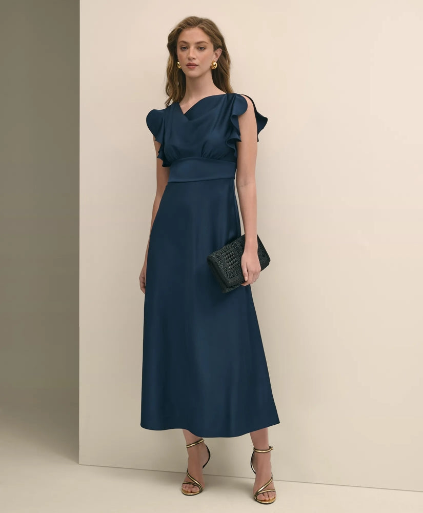 Crepe Butterfly Sleeve Maxi Dress | Brooks Brothers