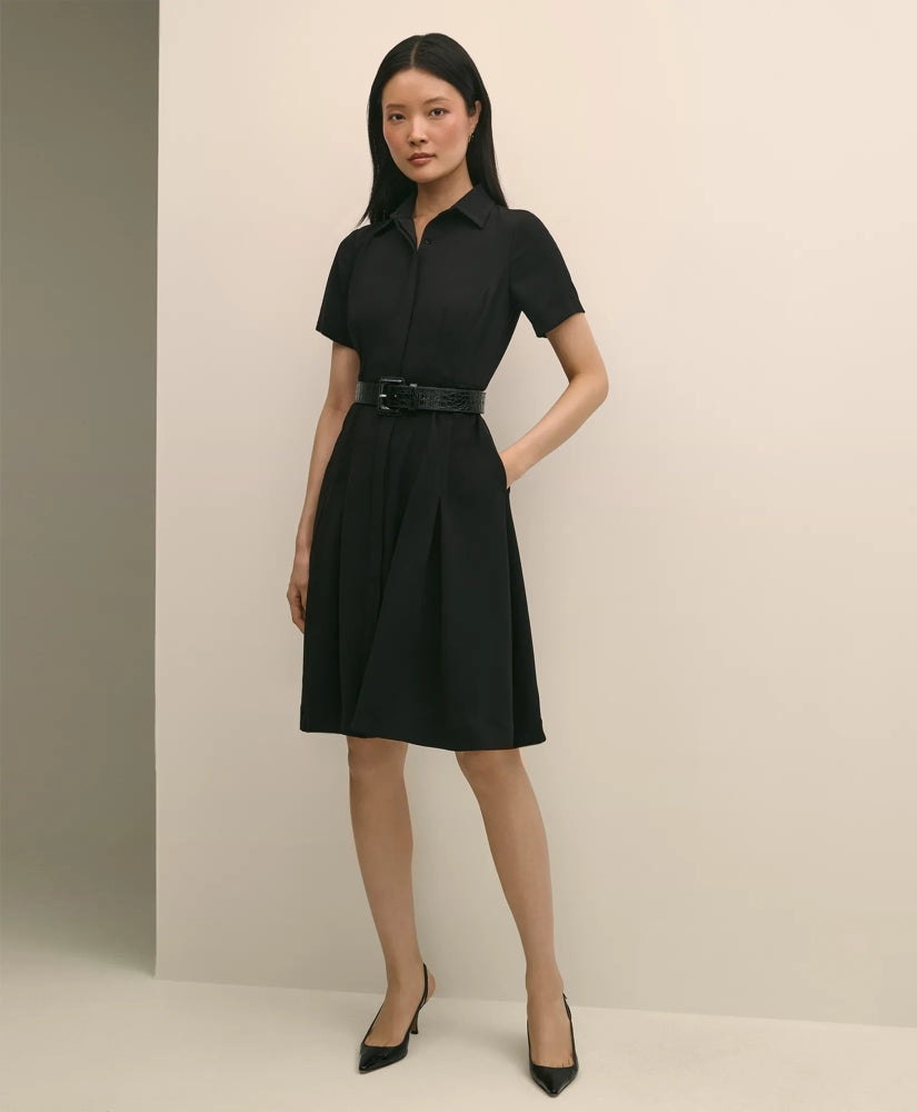 Crepe Pleated Shirt Dress | Brooks Brothers