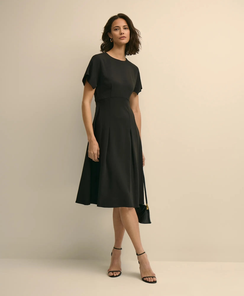 Crepe Viscose Butterfly Sleeve Dress | Brooks Brothers