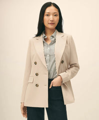 Double-Breasted Peak Lapel Jacket in Fine Twill Stretch Crepe | Brooks Brothers