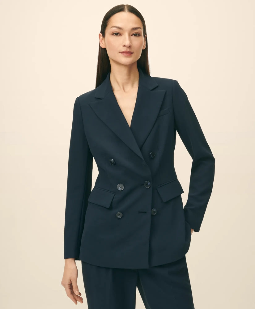 Double-Breasted Peak Lapel Jacket in Fine Twill Stretch Crepe | Brooks Brothers