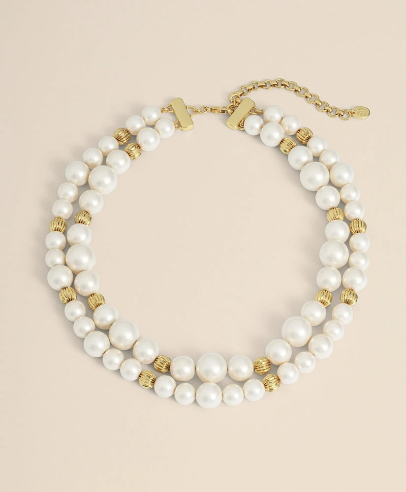 Double Strand Gold-Tone Faux-Pearl Necklace | Brooks Brothers