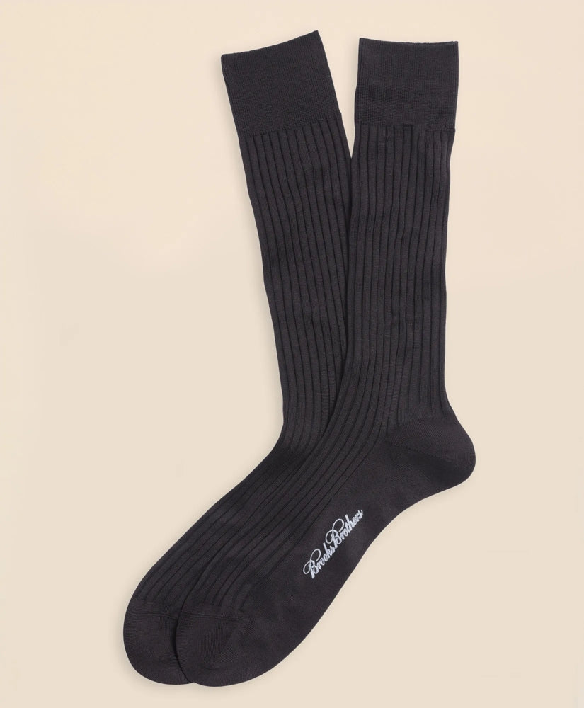 Egyptian Cotton Ribbed Crew Socks | Brooks Brothers