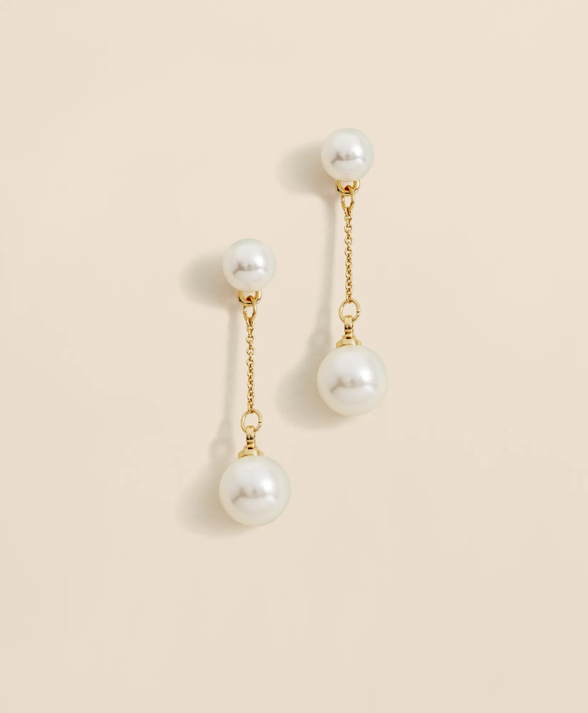 Faux-Pearl-Drop Fine-Chain Earrings | Brooks Brothers