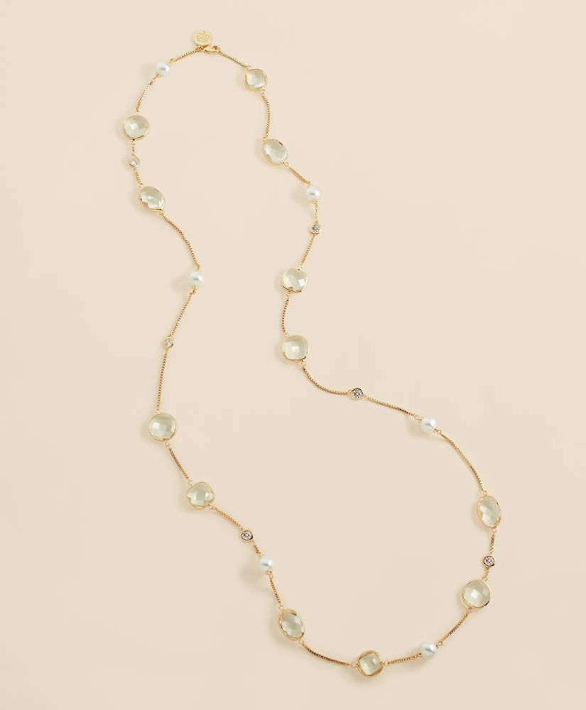 Faux Pearl, Faceted Glass and Cubic Zirconia Long Necklace | Brooks Brothers