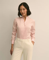 Fitted Funnel Neck Shirt in Non-Iron Royal Oxford Cotton | Brooks Brothers