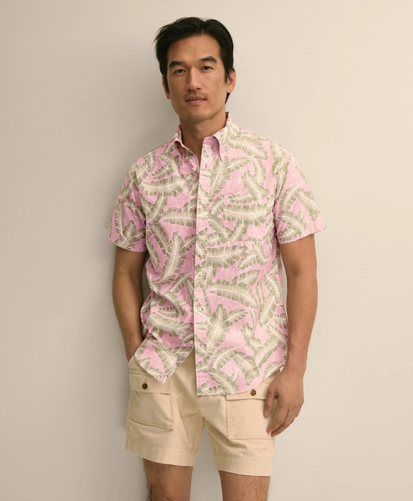 Friday Shirt, Short-Sleeve Poplin Palm Leaf | Brooks Brothers