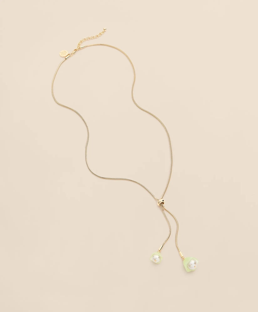 Gold-Tone Faux Pearl Lariat Necklace | Brooks Brothers