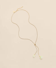 Gold-Tone Faux Pearl Lariat Necklace | Brooks Brothers
