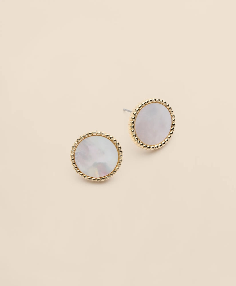 Gold-Tone Mother-Of-Pearl Button Stud Earrings | Brooks Brothers