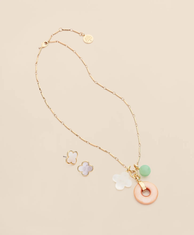 Gold-Tone Stud Earrings & Charm Necklace Set | Brooks Brothers