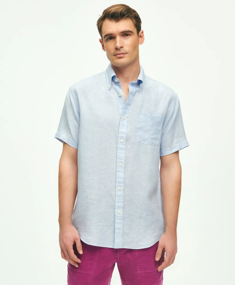 Irish Linen Short-Sleeve Sport Shirt | Brooks Brothers