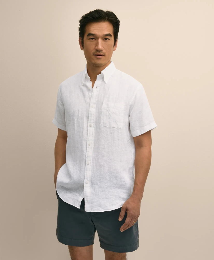 Irish Linen Short-Sleeve Sport Shirt | Brooks Brothers