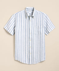 Irish Linen Short-Sleeve Stripe Sport Shirt | Brooks Brothers