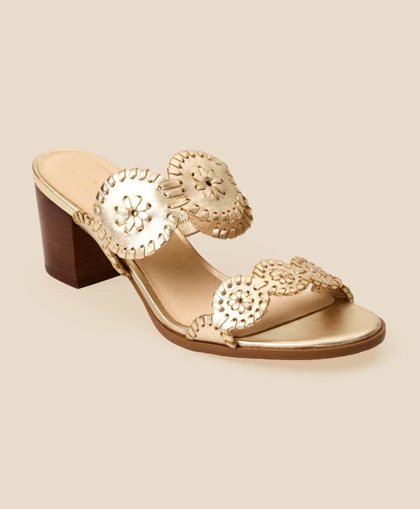 Jack Rogers Lauren Mid-Heel Leather Sandals | Brooks Brothers