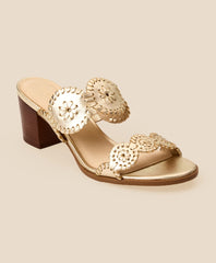 Jack Rogers Lauren Mid-Heel Leather Sandals | Brooks Brothers