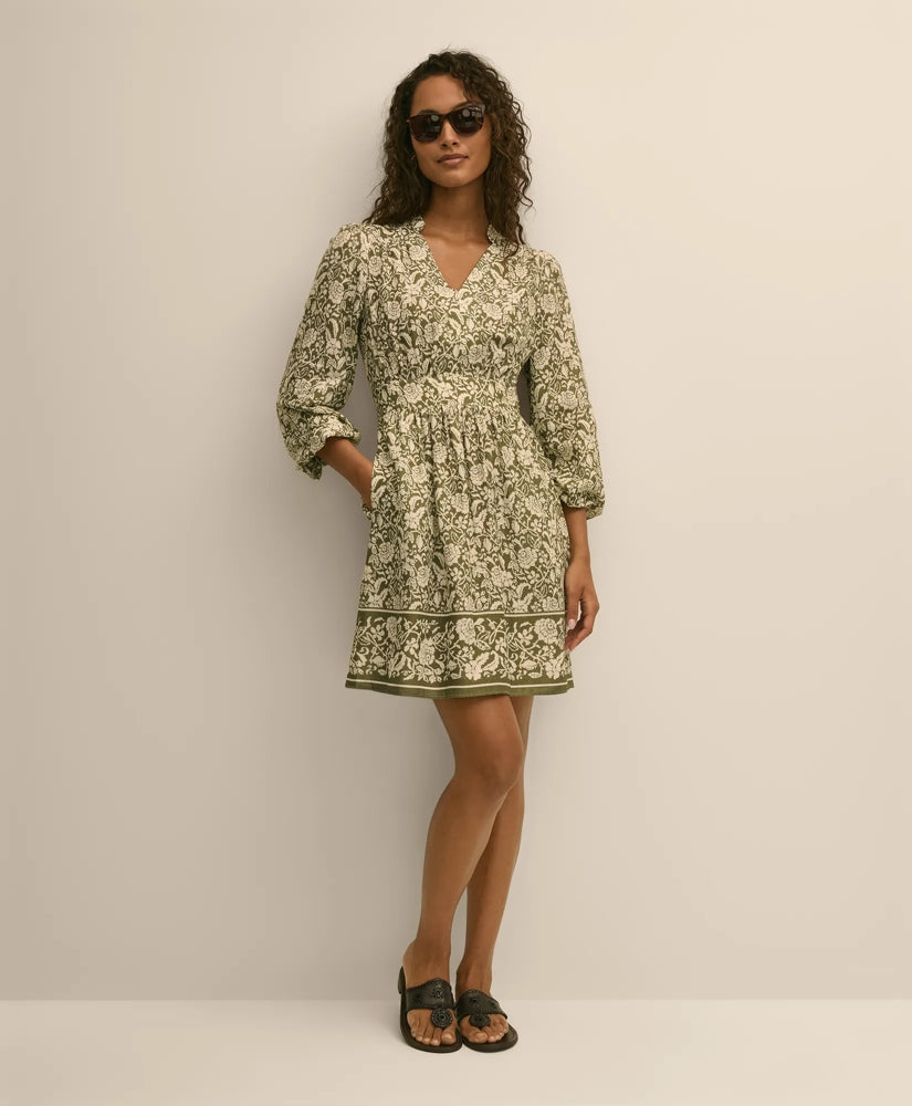 Linen Blend Floral Print Dress | Brooks Brothers