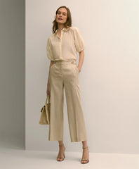 Linen-Blend Waist-Tab Wide-Leg Pants | Brooks Brothers