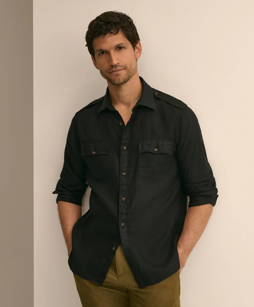 Linen Military Sport Shirt | Brooks Brothers