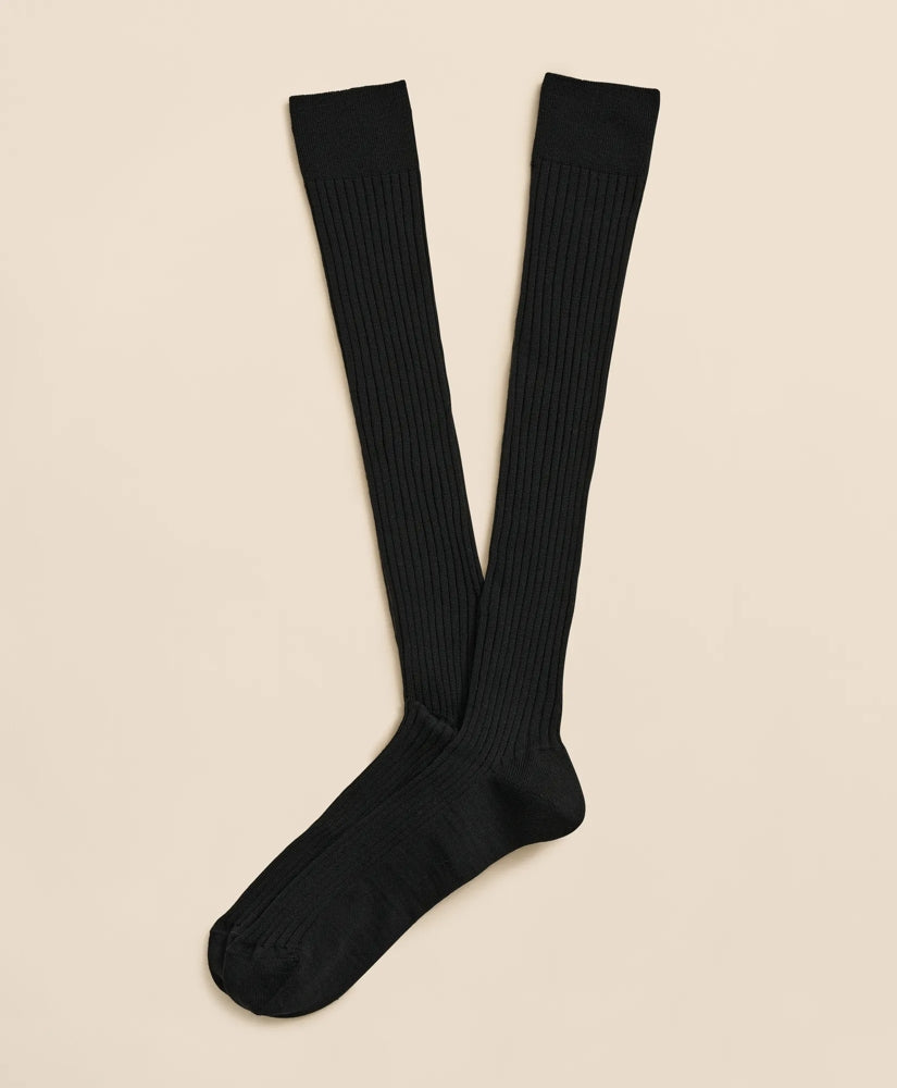 Merino Wool Blend Over-the-Calf Ribbed Socks | Brooks Brothers