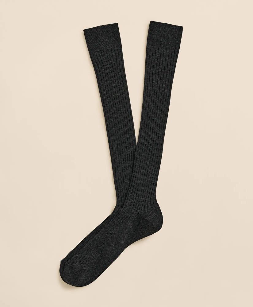 Merino Wool Blend Over-the-Calf Ribbed Socks | Brooks Brothers