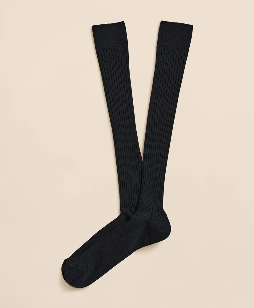 Merino Wool Blend Over-the-Calf Ribbed Socks | Brooks Brothers
