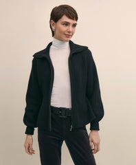 Merino Wool Blend Peplum Zip Cardigan | Brooks Brothers