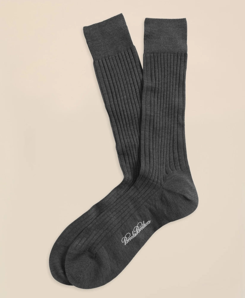 Merino Wool Ribbed Crew Socks | Brooks Brothers
