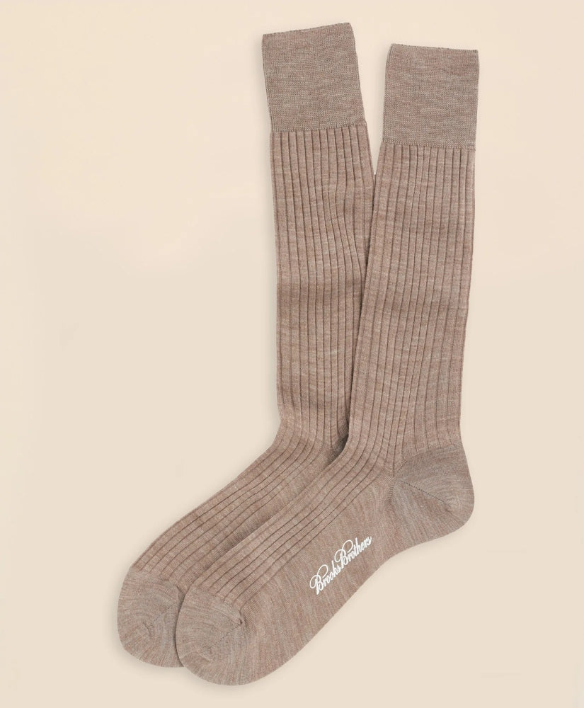 Merino Wool Ribbed Crew Socks | Brooks Brothers